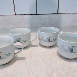 Vintage Ranmaru Sweetpea Coffee Tea Stoneware Made In Japan Cup 6 Oz Set Of 4